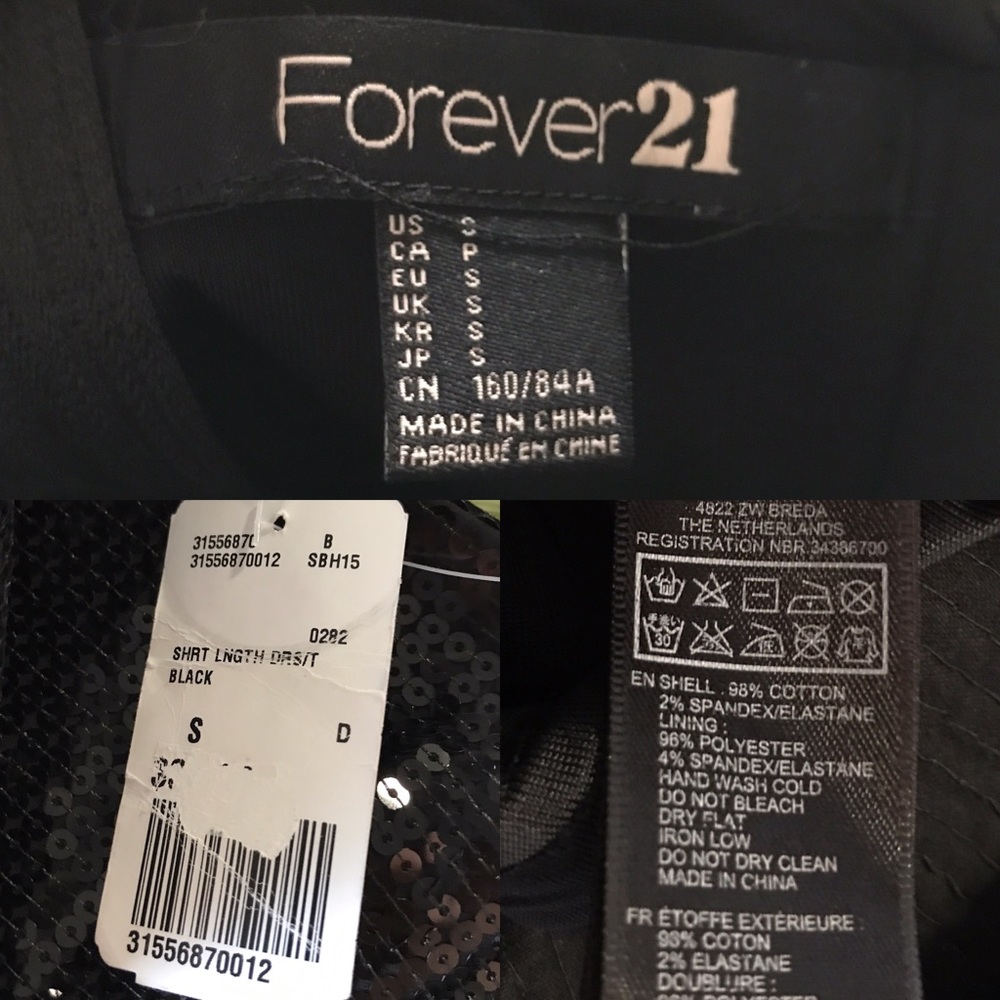NEW Forever 21 Black Sequin Strapless Mini Dress Small Flaws - Picture 12 of 12